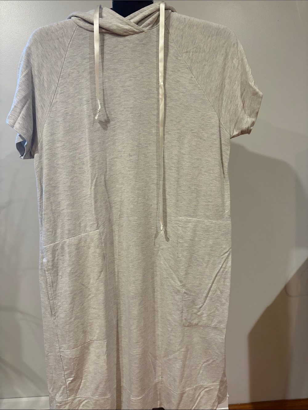 Philosophy Light Heather Gray Hooded Short Sleeve Midi Dress